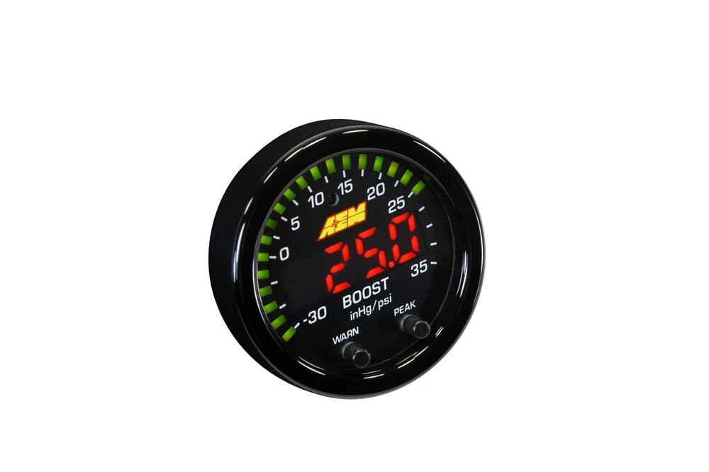 AEM X-Series Boost Gauge 0-35psi/2.5bar | Black Bezel and Black Faceplate - Image 3