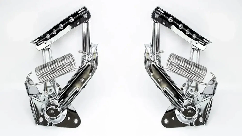 AMD Chrome Hood Hinges w/ Stainless Springs - LH/RH Pair | 67-72 Chevy GMC Truck Suburban; 69-72 Blazer; 70-72 Jimmy