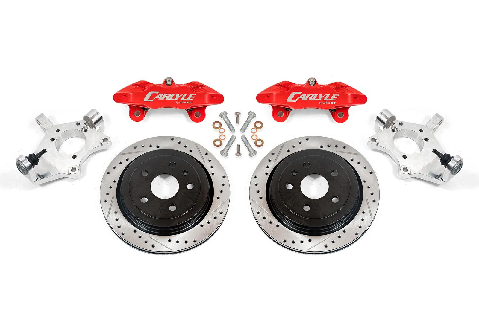 C5/C6 15" Conversion Kit By Carlyle Racing| Drilled And Slotted Rotors, Red Calipers