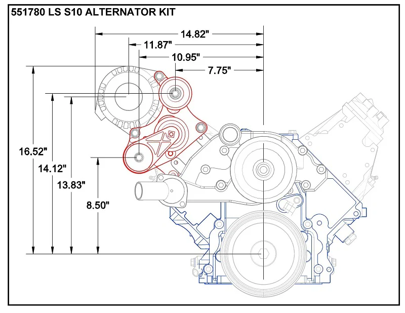 ICT Billet LS1 Camaro LS high mount Alternator Relocation Bracket| LS1 LS2 LS6 SS Z28 GTO - Image 3