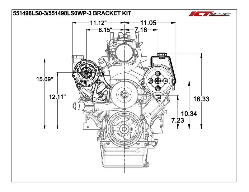 ICT Billet LS Truck - Alternator and LS1 Camaro Power Steering Pump Bracket Kit Turnbuckle - Image 3