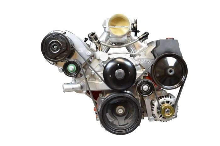 ICT Billet LS Truck - Billet Low Mount Alternator Bracket Kit w/ Pulley