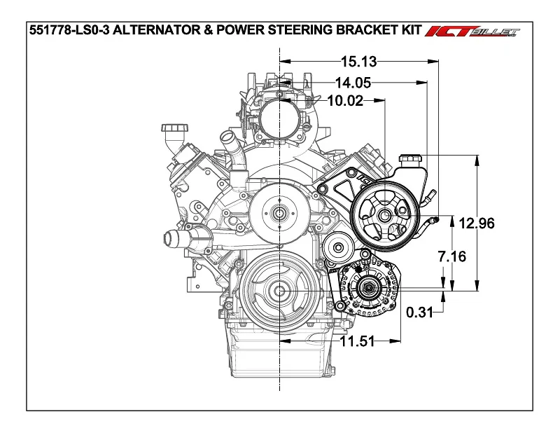 ICT Billet LS Truck Saginaw Power Steering Pump & Alternator Bracket Kit - Image 5