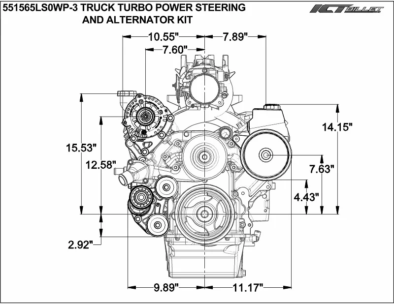 ICT Billet LS Truck Turbo - Alternator / Power Steering Bracket Kit for LS1 LS3 Water Pump - Image 4