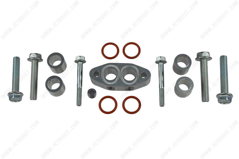 ICT Billet LS Turbo Oil Feed Line Adapter | Cooler Spacer for LS3 Camaro Supply Hose