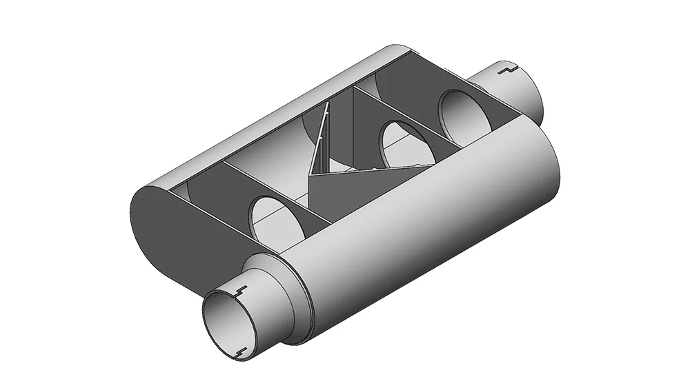 2.5" Inlet/Outlet "Chambered Series" Muffler | (Offset Inlet, Center Outlet) - Image 2