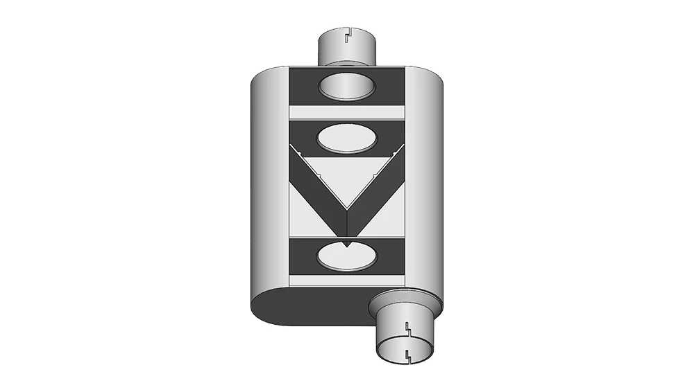3" Inlet/Outlet "Chambered Series" Muffler | (Offset Inlet, Center Outlet) - Image 3
